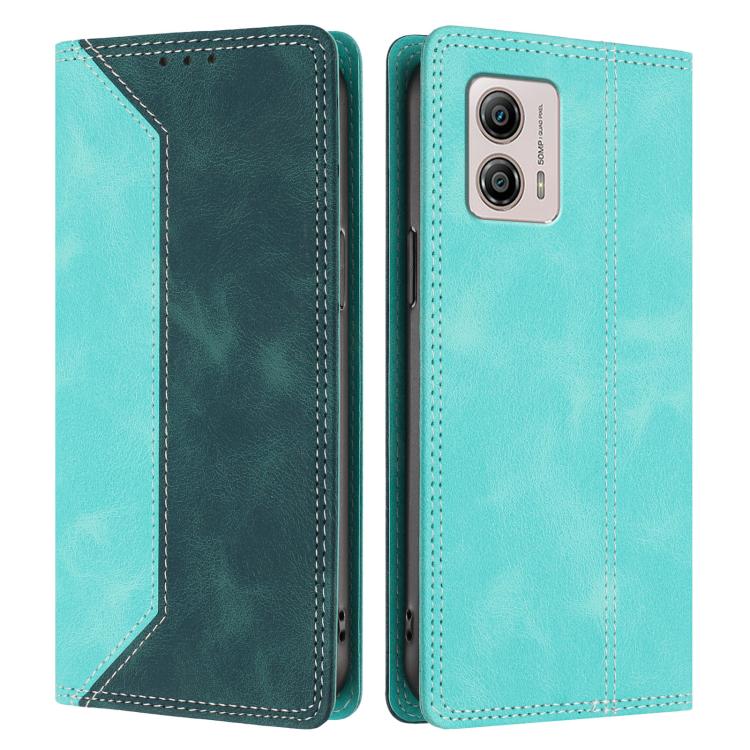 For Motorola Moto G53 5G / G13 4G / G23 4G Skin Feel Two-tone RFID Blocking Vegan Leather Phone Case