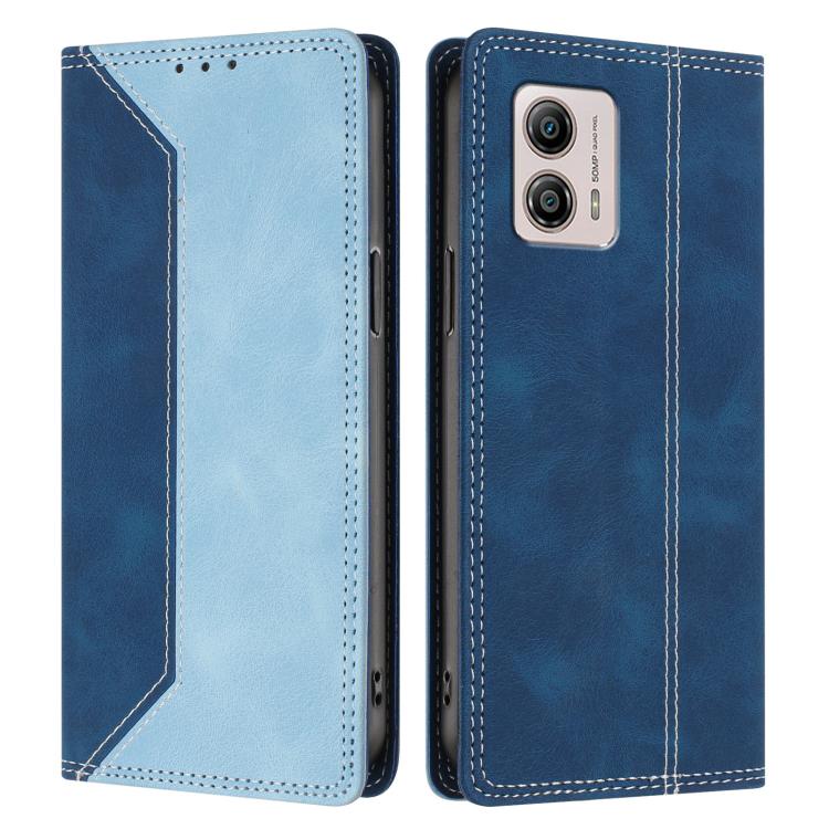 For Motorola Moto G53 5G / G13 4G / G23 4G Skin Feel Two-tone RFID Blocking Vegan Leather Phone Case