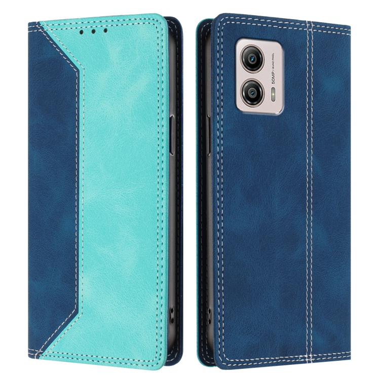 For Motorola Moto G53 5G / G13 4G / G23 4G Skin Feel Two-tone RFID Blocking Vegan Leather Phone Case
