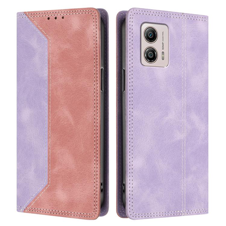 For Motorola Moto G53 5G / G13 4G / G23 4G Skin Feel Two-tone RFID Blocking Vegan Leather Phone Case