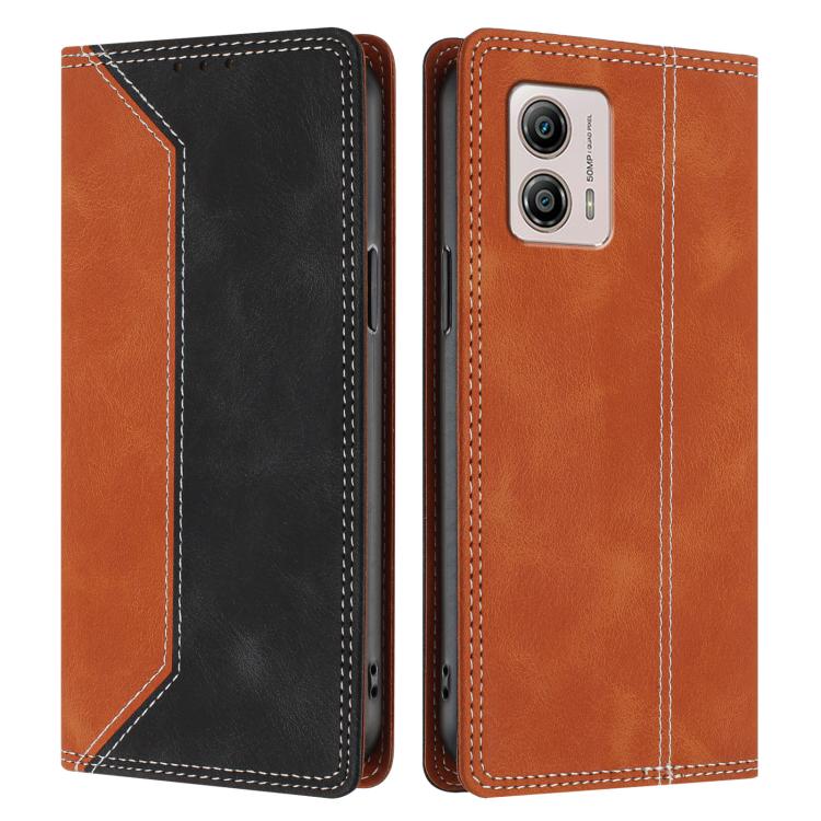 For Motorola Moto G53 5G / G13 4G / G23 4G Skin Feel Two-tone RFID Blocking Vegan Leather Phone Case