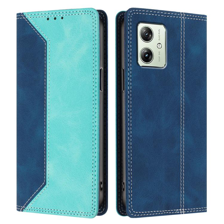 For Motorola Moto G54 Power Skin Feel Two-tone RFID Blocking Vegan Leather Phone Case