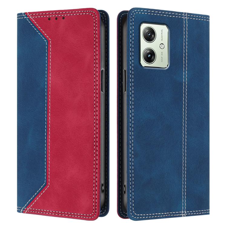 For Motorola Moto G54 Power Skin Feel Two-tone RFID Blocking Vegan Leather Phone Case