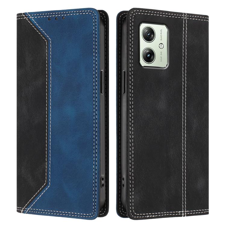 For Motorola Moto G54 Power Skin Feel Two-tone RFID Blocking Vegan Leather Phone Case