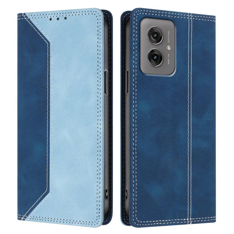 For Motorola Moto G55 Skin Feel Two-tone RFID Blocking Vegan Leather Phone Case