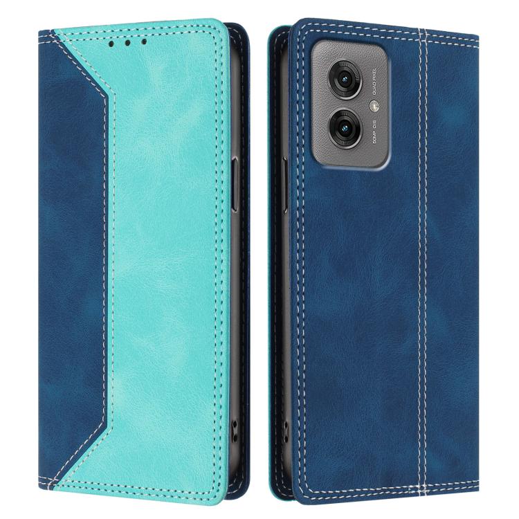 For Motorola Moto G55 Skin Feel Two-tone RFID Blocking Vegan Leather Phone Case