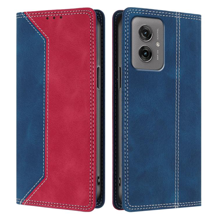For Motorola Moto G55 Skin Feel Two-tone RFID Blocking Vegan Leather Phone Case