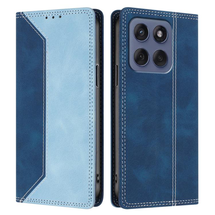 For Motorola Moto G56 Skin Feel Two-tone RFID Blocking Vegan Leather Phone Case