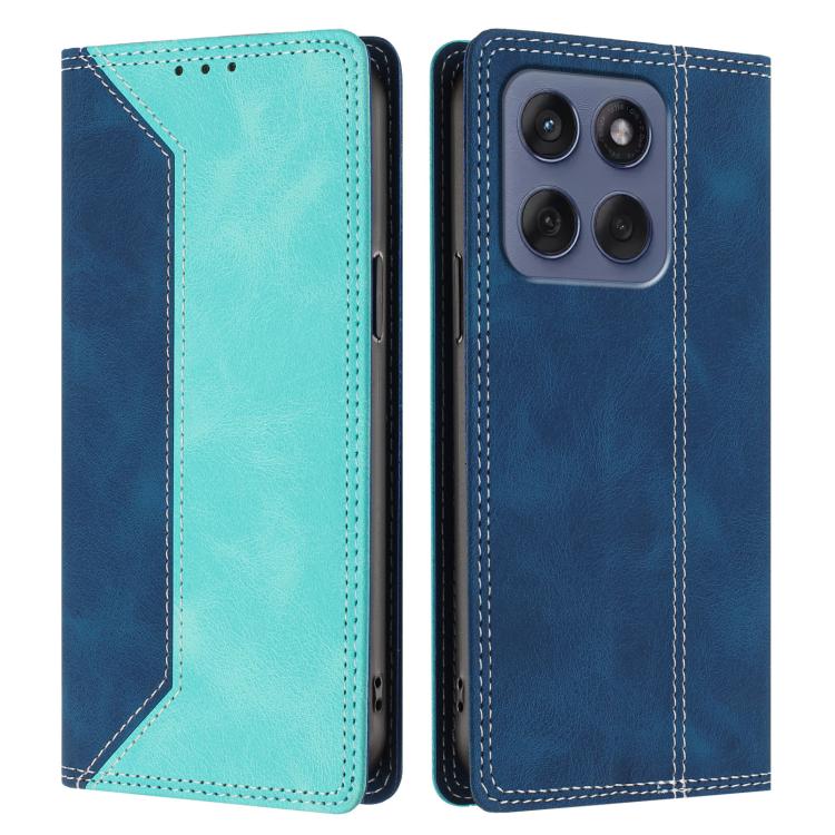 For Motorola Moto G56 Skin Feel Two-tone RFID Blocking Vegan Leather Phone Case