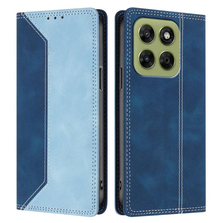 For Motorola Moto G67 / G77 5G Skin Feel Two-tone RFID Blocking Vegan Leather Phone Case