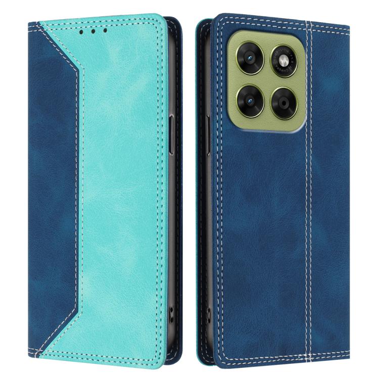 For Motorola Moto G67 / G77 5G Skin Feel Two-tone RFID Blocking Vegan Leather Phone Case