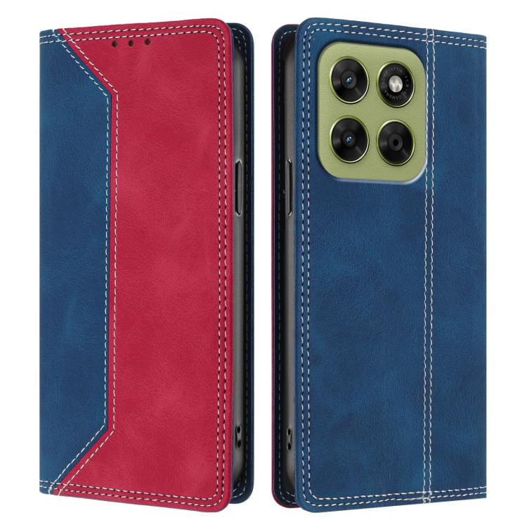For Motorola Moto G67 / G77 5G Skin Feel Two-tone RFID Blocking Vegan Leather Phone Case
