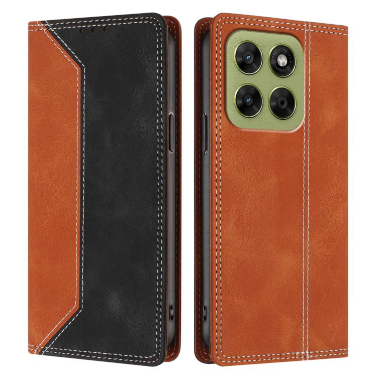 For Motorola Moto G67 / G77 5G Skin Feel Two-tone RFID Blocking Vegan Leather Phone Case