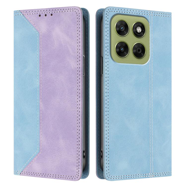 For Motorola Moto G67 / G77 5G Skin Feel Two-tone RFID Blocking Vegan Leather Phone Case