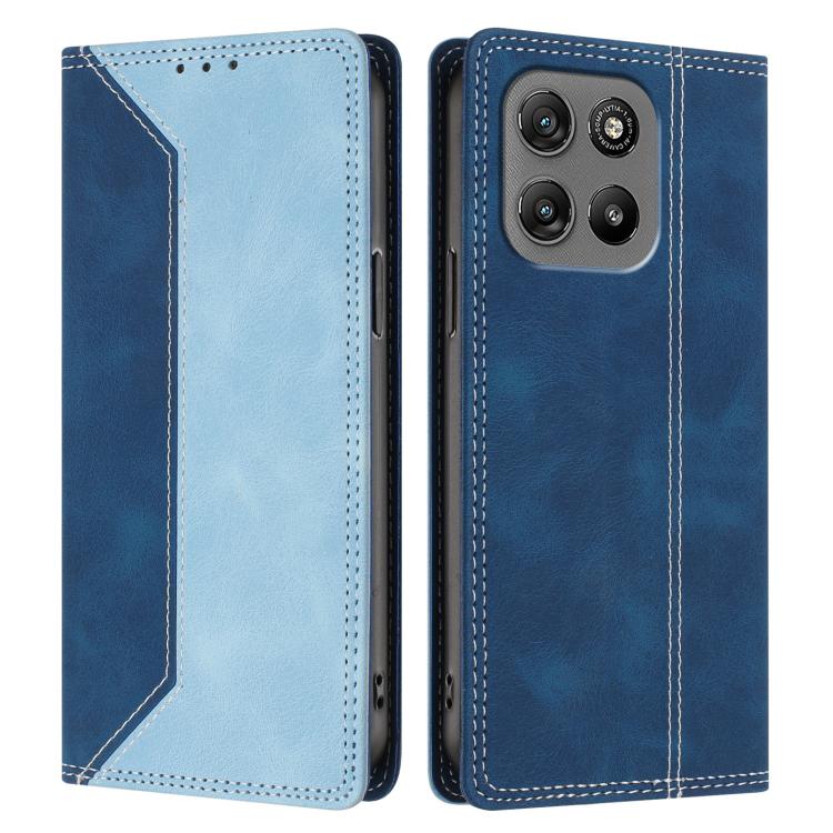 For Motorola Moto G67 Power 5G Skin Feel Two-tone RFID Blocking Vegan Leather Phone Case