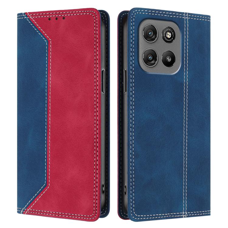 For Motorola Moto G67 Power 5G Skin Feel Two-tone RFID Blocking Vegan Leather Phone Case