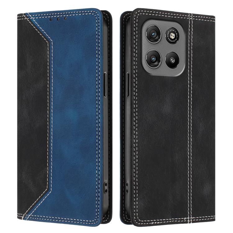 For Motorola Moto G67 Power 5G Skin Feel Two-tone RFID Blocking Vegan Leather Phone Case