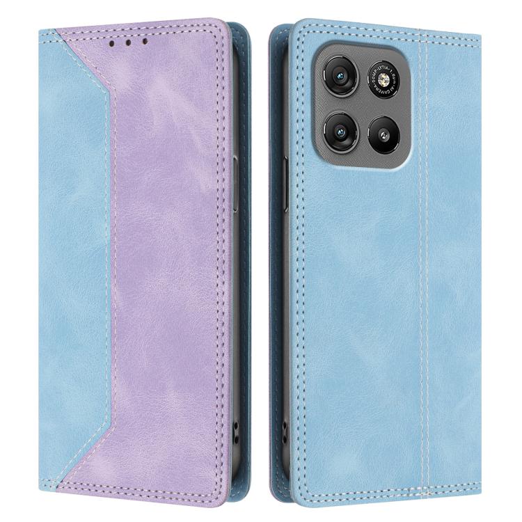 For Motorola Moto G67 Power 5G Skin Feel Two-tone RFID Blocking Vegan Leather Phone Case