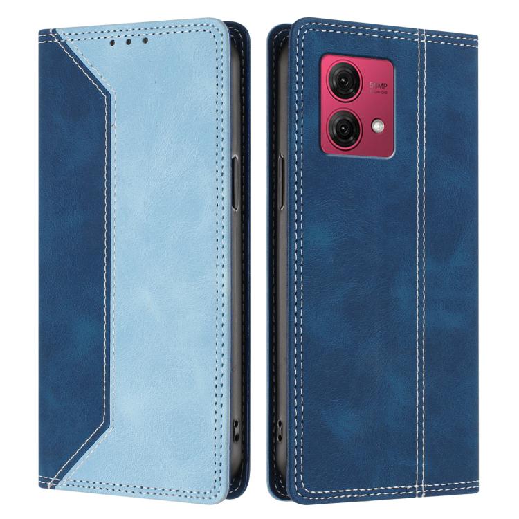 For Motorola Moto G84 Skin Feel Two-tone RFID Blocking Vegan Leather Phone Case