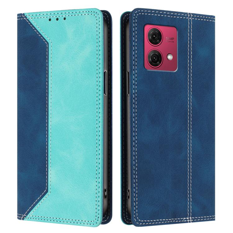 For Motorola Moto G84 Skin Feel Two-tone RFID Blocking Vegan Leather Phone Case