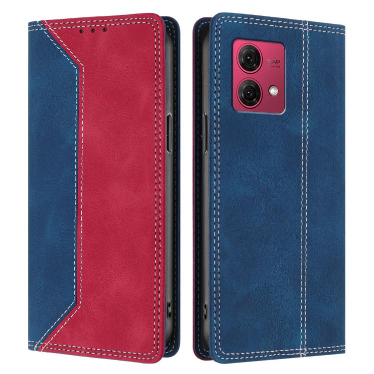 For Motorola Moto G84 Skin Feel Two-tone RFID Blocking Vegan Leather Phone Case