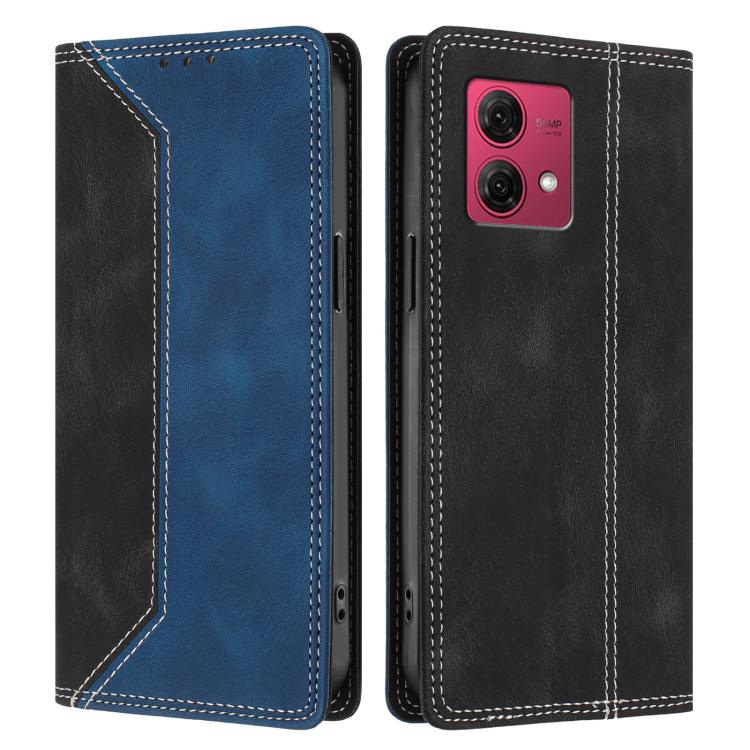 For Motorola Moto G84 Skin Feel Two-tone RFID Blocking Vegan Leather Phone Case