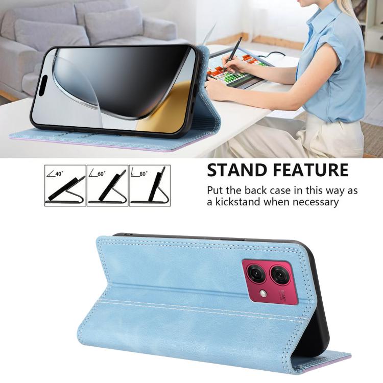For Motorola Moto G84 Skin Feel Two-tone RFID Blocking Vegan Leather Phone Case