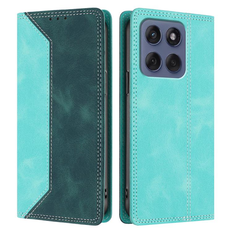 For Motorola Moto G86 Skin Feel Two-tone RFID Blocking Vegan Leather Phone Case