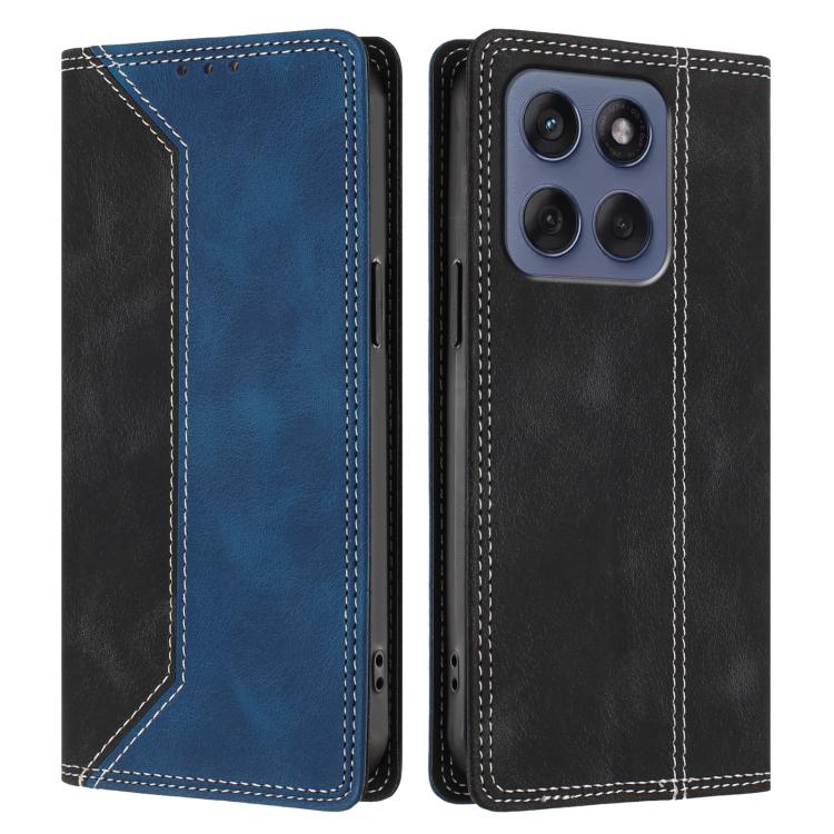 For Motorola Moto G86 Skin Feel Two-tone RFID Blocking Vegan Leather Phone Case