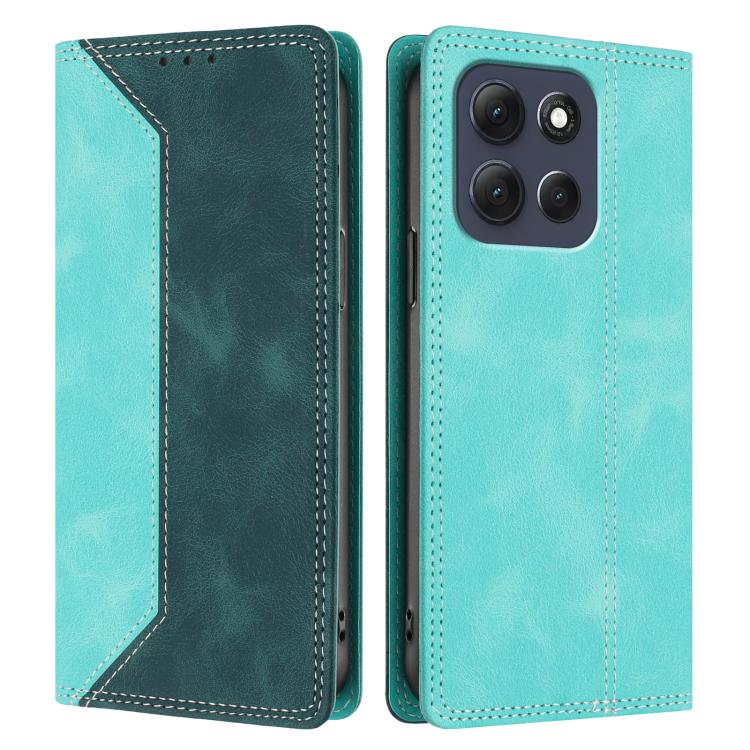 For Motorola Moto G86 Power Skin Feel Two-tone RFID Blocking Vegan Leather Phone Case
