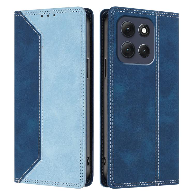 For Motorola Moto G86 Power Skin Feel Two-tone RFID Blocking Vegan Leather Phone Case