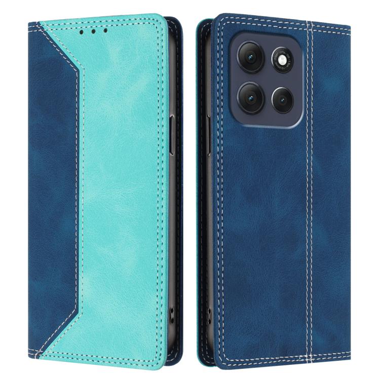 For Motorola Moto G86 Power Skin Feel Two-tone RFID Blocking Vegan Leather Phone Case