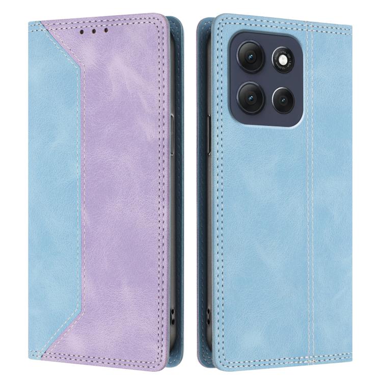 For Motorola Moto G86 Power Skin Feel Two-tone RFID Blocking Vegan Leather Phone Case