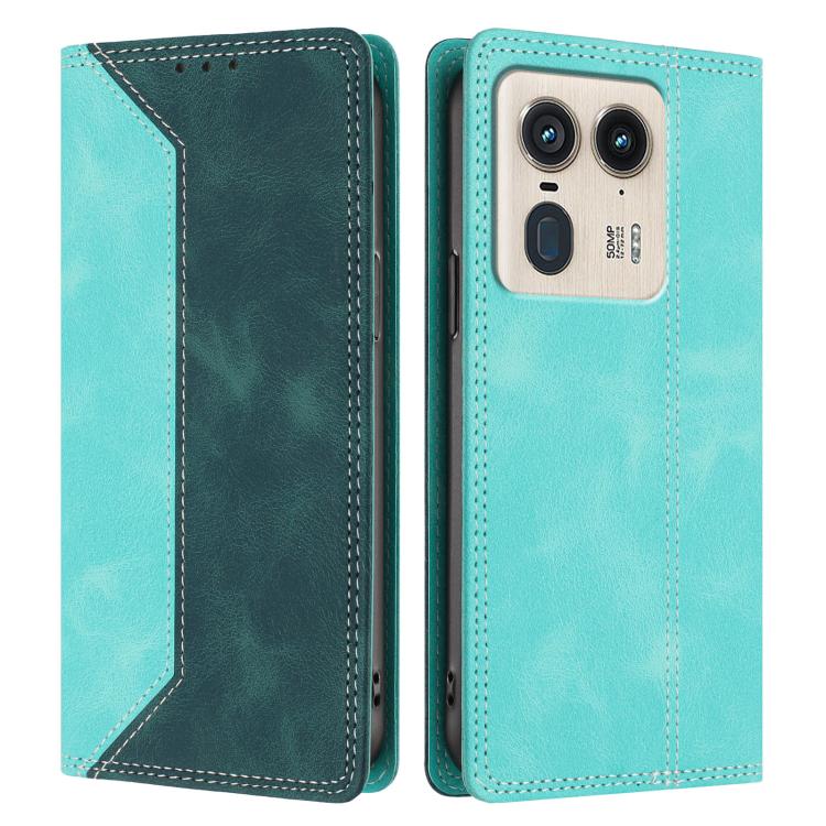 For Motorola Edge 50 Ultra 5G Skin Feel Two-tone RFID Blocking Vegan Leather Phone Case