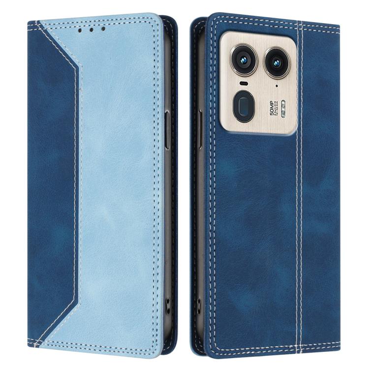 For Motorola Edge 50 Ultra 5G Skin Feel Two-tone RFID Blocking Vegan Leather Phone Case