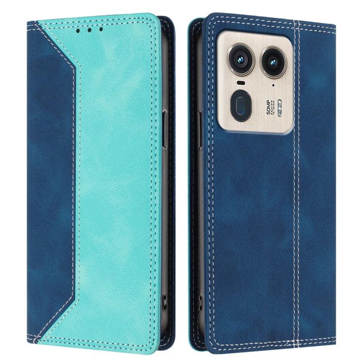 For Motorola Edge 50 Ultra 5G Skin Feel Two-tone RFID Blocking Vegan Leather Phone Case