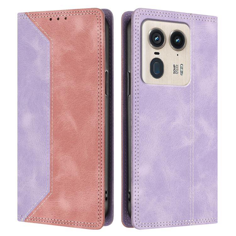For Motorola Edge 50 Ultra 5G Skin Feel Two-tone RFID Blocking Vegan Leather Phone Case