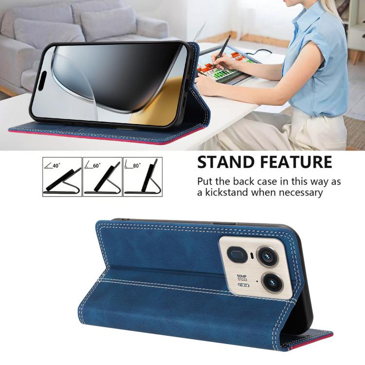 For Motorola Edge 50 Ultra 5G Skin Feel Two-tone RFID Blocking Vegan Leather Phone Case