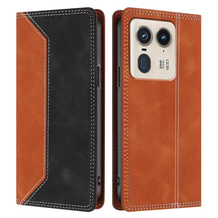 For Motorola Edge 50 Ultra 5G Skin Feel Two-tone RFID Blocking Vegan Leather Phone Case