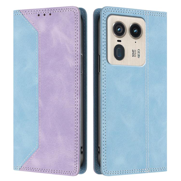 For Motorola Edge 50 Ultra 5G Skin Feel Two-tone RFID Blocking Vegan Leather Phone Case