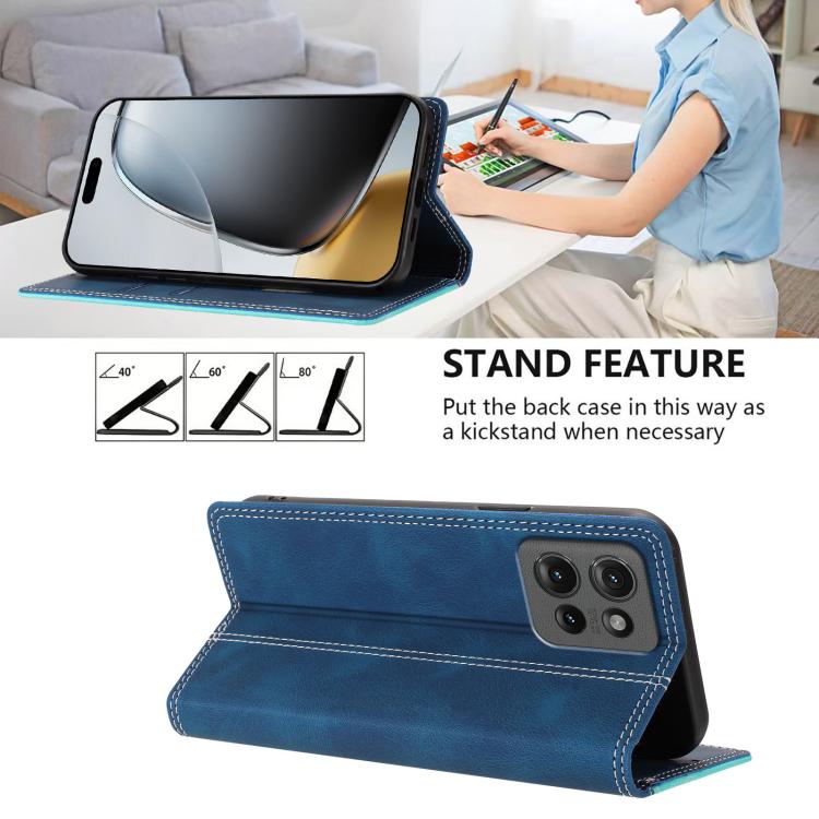 For Motorola Edge 70 Fusion Skin Feel Two-tone RFID Blocking Vegan Leather Phone Case