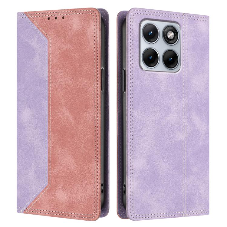 For Motorola Edge 70 Fusion Skin Feel Two-tone RFID Blocking Vegan Leather Phone Case