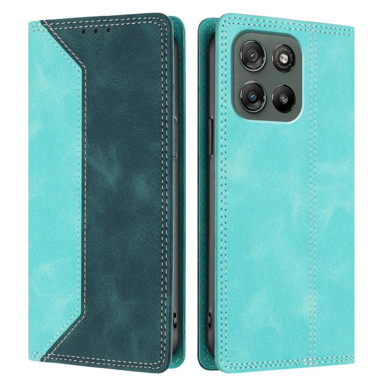 For Motorola Moto G100 5G Skin Feel Two-tone RFID Blocking Vegan Leather Phone Case