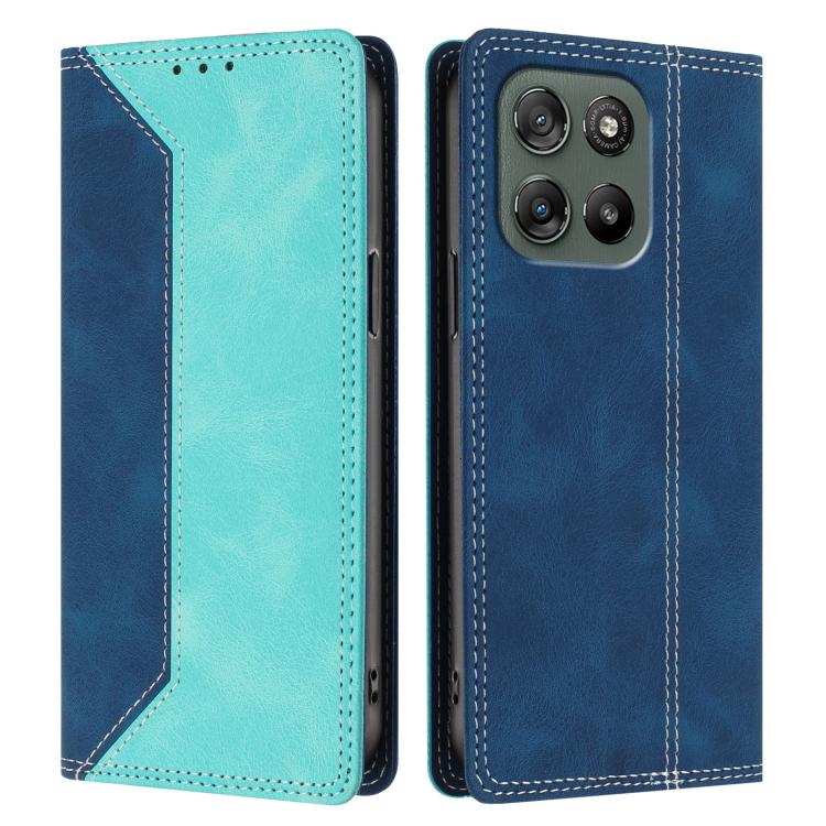 For Motorola Moto G100 5G Skin Feel Two-tone RFID Blocking Vegan Leather Phone Case