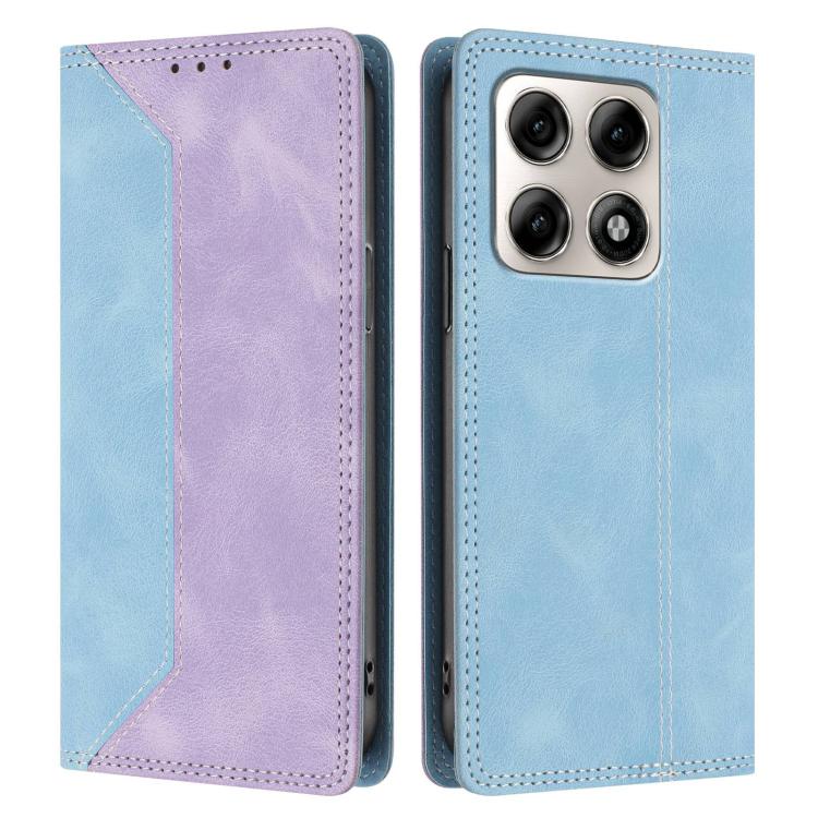 For Motorola Edge 70 Pro 5G Skin Feel Two-tone RFID Blocking Vegan Leather Phone Case