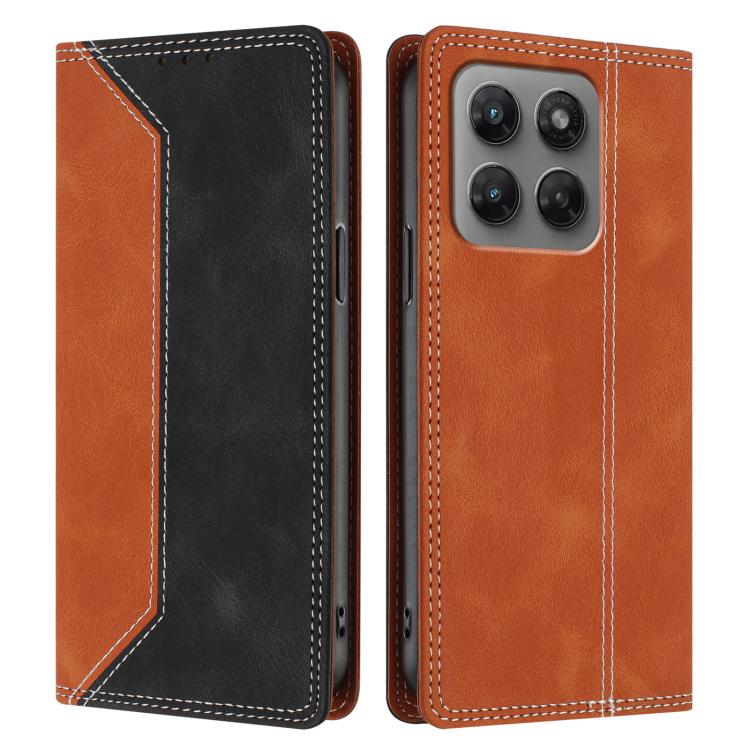 For Motorola Moto G37 Power 5G Skin Feel Two-tone RFID Blocking Vegan Leather Phone Case