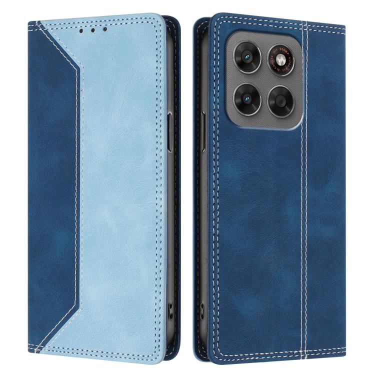 For Motorola Moto G87 5G Skin Feel Two-tone RFID Blocking Vegan Leather Phone Case