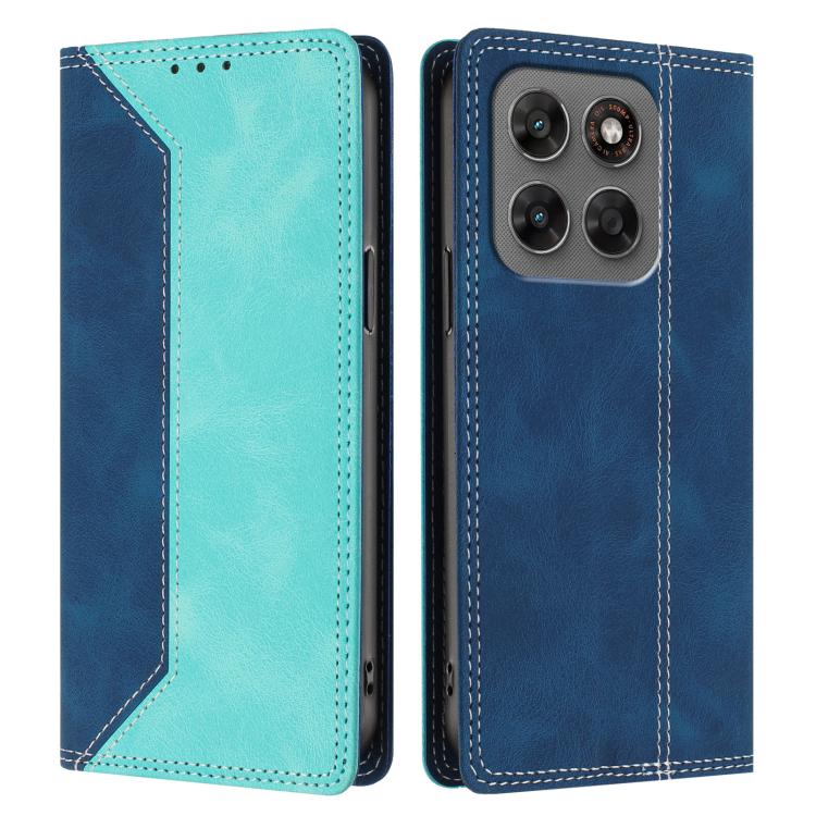 For Motorola Moto G87 5G Skin Feel Two-tone RFID Blocking Vegan Leather Phone Case