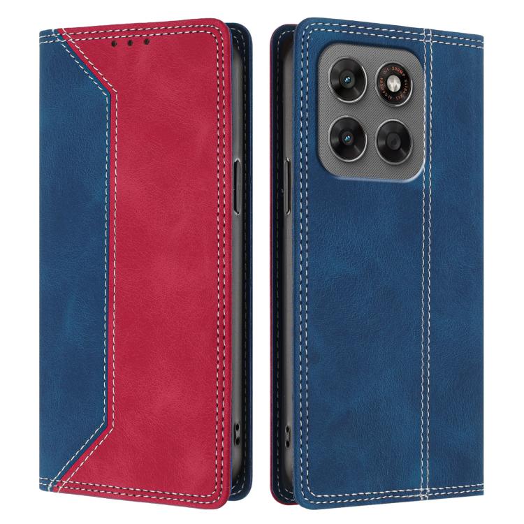 For Motorola Moto G87 5G Skin Feel Two-tone RFID Blocking Vegan Leather Phone Case