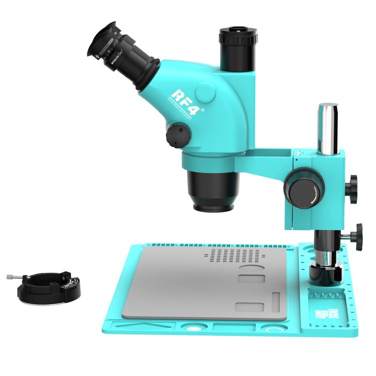 RF4 RF-6565TVD2 6.5X-65X Synchronous Zoom Trinocular Stereo Microscope with Aluminum Alloy Base - Blue
